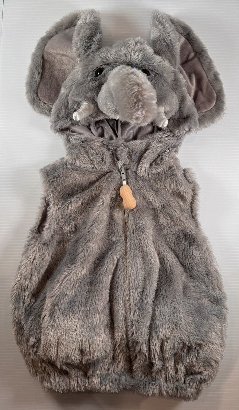 Play Imagine Elephant Gray Faux Fur Hooded Zip Plush Costume Vest Baby 12M
